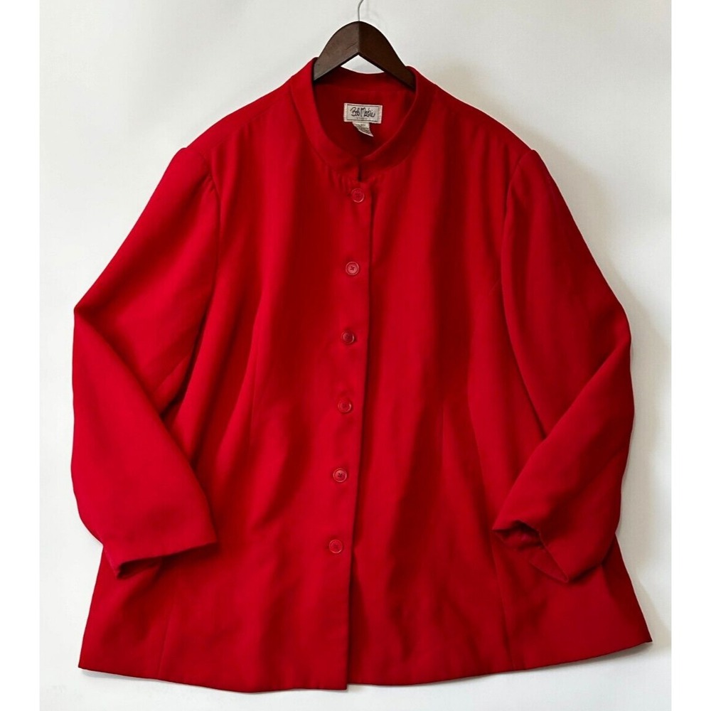 Bob Mackie Red Blazer Jacket Plus Size 5X/6X 34W Holiday Mandarin‎ Button